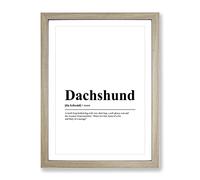 Dictionary Dachshund Typography Quote Framed Wall Art Print, Ready to Hang Picture for Living Room Bedroom Home Office Décor, Oak A2 (64 x 46 cm)
