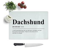 Dictionary Dachshund Typography - Textured Chopping Board - Worktop Saver - Cutting Board - Heat Resistant, Shatterproof and Hygenic - 28.5 x 20 cm