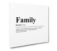 Dictionary Family Modern Typography Quote Canvas Print | Gallery Wrapped 30mm Frame Wall Art | 20x20 inches | Ready to Hang | Modern Typography Picture | Living Room Bedroom Lounge Office