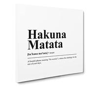 Dictionary Hakuna Matata Modern Typography Quote Canvas Print | Gallery Wrapped 30mm Frame Wall Art | 14x14 inches | Ready to Hang | Modern Typography Picture | Living Room Bedroom Lounge Office