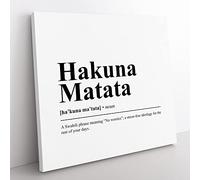 Dictionary Hakuna Matata Modern Typography Quote Canvas Wall Art Print Ready to Hang, Framed Picture for Living Room Bedroom Home Office Décor, 50x50 cm (20x20 Inch)