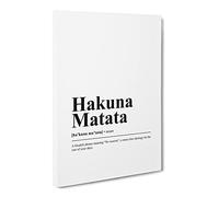 Dictionary Hakuna Matata Typography Quote Canvas Print | Gallery Wrapped 30mm Frame Wall Art | 24x16 inches | Ready to Hang | Modern Typography Picture | Living Room Bedroom Lounge Office