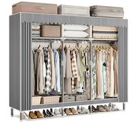 Dictstarst Portable Wardrobe Canvas Wardrobes for Bedroom, Equipped with Durable Alloy Steel Joints and Oxford Cloth, Wardrobe Shelves with 800kg Load-bearing Capacity, Pop-up Wardrobe, Gray