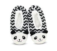 DICUIRD Womens Animal Soft Sole Slipper Socks with Grippers-Fuzzy House Slippers, Black Panda2, 14
