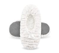 DICUIRD Womens Cozy&Warm Soft Sole Slipper Socks with Grippers-Fuzzy Fleece Lined House Slippers with Non-skid Bottoms, White Shall, 8-10