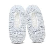 DICUIRD Womens Cozy&Warm Soft Sole Slipper Socks with Grippers-Fuzzy Fleece Lined House Slippers with Non-skid Bottoms, Gray Shall, 8-10