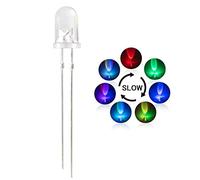 DiCUNO 100pcs 5mm RGB Multicolor Slow Blinking LED Diode, Multi Color Changing 2 Pin Super Bright Light Emitting LED Diodes Clear Round Lens Diffused Flicker LED