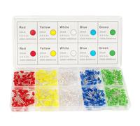 DiCUNO 450pcs(5 Colors x 90pcs) 5mm LED Light Emitting Diode Round Assorted Color White/Red/Yellow/Green/Blue Kit Box (5mm*450pcs)