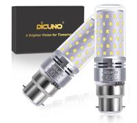 DiCUNO B22 LED Bulb 10W, B22 Bayonet Light Bulbs, Cool White 6000K, 130W Incandescent Equivalent, 1400LM Non-Dimmable Corn Light for Home Lighting, 230V, Pack of 2