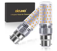 DiCUNO B22 LED Bulb 10W, B22 Bayonet Light Bulbs, Warm White 2700K, 130W Incandescent Equivalent, 1350LM Non-Dimmable Corn Light for Home Lighting, 230V, Pack of 2