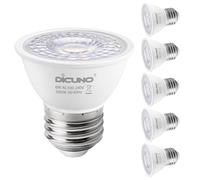 DiCUNO E27 LED Bulb 6W, E27 ES Light Bulbs MR16, Daylight White 5000K, 50W Halogen Replacement, 500LM, CRI 90 Reflector Spotlight for Home Lighting, Non-dimmable, 6Pcs