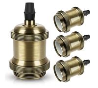 DiCUNO E27 Vintage Solid Bulb Socket, Ceramics Lampholder, Edison Screw Light Bulb Socket Adapter, Champaign Gold, 4 Packs