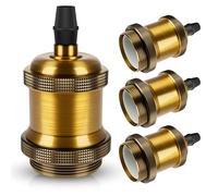 DiCUNO E27 Vintage Solid Bulb Socket, Ceramics Lampholder, Edison Screw Light Bulb Socket Adapter, Vintage Brass, 4 Packs