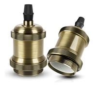DiCUNO E27 Vintage Solid Bulb Socket, Champaign Gold, 2 Packs