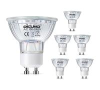 DiCUNO GU10 LED Light Bulb, 6W Warm White 2700K, 60W Halogen Spotlight Equivalent, 550LM Energy Saving Bulbs, Non-dimmable, 120°Beam Angle, 100-240V, 6 Packs