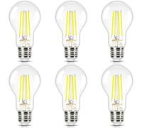 DiCUNO Ultra Efficient LED E27 Edison Screw Bulb, 2.2W (40W Equivalent), A Class Clear Filament Light A60, Energy Efficient Light Bulb, 4000K, 465LM, Non-dimmable, 6 Pcs