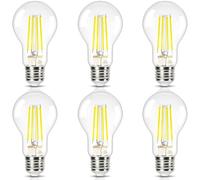 DiCUNO Ultra Efficient LED E27 Edison Screw Bulb, 2.2W (40W Equivalent), A Class Clear Filament Light A60, Energy Efficient Light Bulb, 2700K, 465LM, Non-dimmable, 6 Pcs