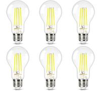 DiCUNO Ultra Efficient LED E27 Edison Screw Bulb, 4W (60W Equivalent), A Class Clear Filament Light A60, Energy Efficient Light Bulb, 4000K, 850LM, Non-dimmable, 6 Pcs
