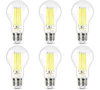 DiCUNO Ultra Efficient LED E27 Edison Screw Bulb, 5.3W (75W Equivalent), A Class Clear Filament Light A60, Energy Efficient Light Bulb, 4000K, 1120LM, Non-dimmable, 6 Pcs
