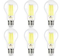 DiCUNO Ultra Efficient LED E27 Edison Screw Bulb, 7.5W (100W Equivalent), A Class Clear Filament Light A60, Energy Efficient Light Bulb, 4000K, 1575LM, Non-dimmable, 6 Pcs