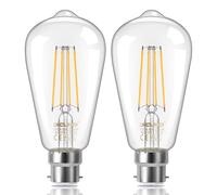 DiCUNO Vintage Edison Light Bulb B22 Bayonet Light ST64, 6W Equivalent to 60W, Filament Clear LED Bulb, Warm White 2700K, 810LM, Non-dimmable, 2 Pcs