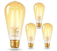 DiCUNO Vintage Light Bulb E27 Edison Screw Bulb ST58, 2.5W Equivalent to 40W, Energy Efficiency Class B Filament Glass LED, Warm White 2700K, 480LM, Non-dimmable, 4 Pcs