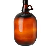 Dicunoy 1 Gallon Glass Jug Demijohn, Gallon Glass Jar Amber, Fermenting Bottle with Seal Lid, 128oz Watter Bottle with Handle for Kombucha, Beer, Limoncello, Home Decoration, Farmhouse Flower Vase