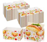 Dicunoy 100 PCS Sandwich Paper Boxes, Disposable Egg Sandwich Take Out Containers, Mini Burger Boxes Toast Holding Bread Tray for French Fries, Pastry, Food Truck Business, 13cm L x 7cm W x 7cm H