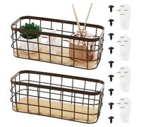 Dicunoy 2 Pack Small Wire Storage Baskets, Narrow Multipurpose Organizer Basket Bin, Farmhouse Rectangle Bathroom Organizer for Kitchen Countertop, Pantry, RV,Office Decorative, 25.5 x 10 x 10cm