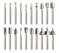 Dicunoy 20 PCS Engraving Router Bit Carving Bits, HSS Rotary Tool Accessories Rotary Burr Set with 1/8"(3mm) Shank for Wood Cutting, Carving, Drilling, Trimming, Beginner, Small Jobs in Soft Wood