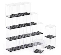 Dicunoy 20 PCS Minifigure Display Case, Miniature Display Case, Single Figure Case Plastic Small Action Figure Storage Case, Stackable Clear Building Block Display Box for Action Figures, Collectibles