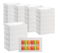 Dicunoy 30 Pack Macaron Boxes for 12, Macaron Gift Box with Clear Window, White Bakery Boxes, Cookie Packaging Box for Strawberry Gift, Chocolate, Truffles Cake, Desserts, Mini Cupcakes, Muffins