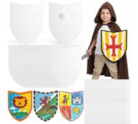 Dicunoy 40PCS Blank White Paper Shields for Crafts with Handles, Cardboard Role Play Shields for Decoration, Stage Props, Theater Play, Birthday Party, Art Activity