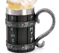 Dicunoy Nordic Viking Mug, 17 OZ Stainless Steel Viking Drinking Tankard Beer Cups with Handle, Metal Norse Mythology Beer Mug Gifts for Men, Father's Day, Him, Husband, Viking Enthusiasts