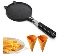 Dicunoy Waffle Cone Maker - Nonstick Ice Cream Cone Maker, 6.7" Egg Roll Crepe Pan, Camp Pancake Crispy Omelet Mold for Waffle Cups, Choco Tacos - Fuel Gas Stoves Only
