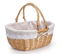 Dicunoy Wicker Picnic Basket with Handle, Large Empty Gift Basket to Fill, Open Top Market Harvest Baskets for Garden, Fruit, Candy, Wine, Easter Egg Gathering, Wedding, Vegetables