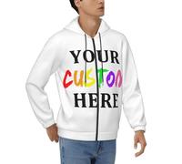 DICUSPEROZTOM Custom DIY Fashion Man's Zipper Hoodie, Personalized Design Image Logo Text Sweatshirts Customized Pullover Hooded Sweatshirt (UK, Alpha, One Size, Regular, Regular, XX-Large)