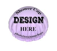 DICUSPEROZTOM Custom Shower Cap Design Image Logo Text Personalized Double Protection Layers Bath Cap Customized Reusable Elastic Band Bath Hat for Bath Spa Home