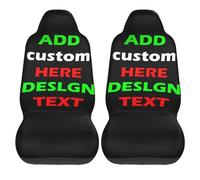 DICUSPEROZTOM Customize Universal Car Seat Cover, Add Your Photo Text Personalized Car Interior Front Seat Protector Customized Anti-Slip Elasticity Car Decor Accessories Fit Most Car (2 pcs)