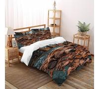 DICVXOR Bear Leaves Bedding Set 3D Design Animal Theme Wildlife Duvet Cover Set Chic Breathable Quilt Cover Suitable for Family, Couple, Children with Pillow Super King（260x220cm）