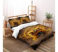 DICVXOR Lion Dance Buddha Bedding Set Theme Bedspread Animal Theme Duvet Cover Set Microfiber Comforter Cover for Boys&Girls with Pillowcase Double（200x200cm）