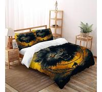 DICVXOR Lion Head Chains 3 Pieces Duvet Cover,3D Printed Animal Theme Wildlife Bedding Set,2 Pillowcases,Hidden Zipper,Microfiber Quilt Cover,Super King（260x220cm）