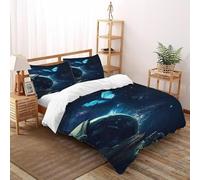 DICVXST 3D Printed Astronaut's Butterfly Dream Quilt Cover Single for Kids 3 Pcs Microfiber with Pillowcases With Zipper Closure Double（200x200cm）