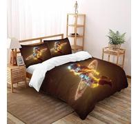 DICVXST 3D Printed Astronaut's Fiery Orbit Duvet Cover Set Girls Boys 3 Piece Microfiber with Pillowcases With Zipper Closure King（220x240cm）