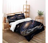 DICVXST 3D Printed Astronaut's Hammock Galaxy Bedding Bed Set Girls Boys 3 Piece Microfiber And Pillowcases With Zipper Closure Super King（260x220cm）
