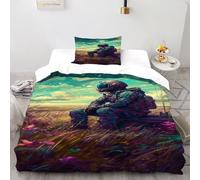 DICVXST 3D Printed Astronaut's Rest Quilt Cover Single for Kids 2 Pcs Easy Care with Pillowcases With Zipper Closure Single（135x200cm）