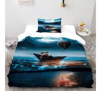 DICVXST 3D Printed Bear Cub in Moonlit Waters Duvet Cover Sets for Kids 2 Piece Microfiber And Pillowcases With Zipper Closure Single(135x200cm)