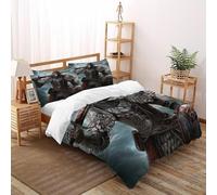 DICVXST 3D Printed Bloodied Warrior Quilt Cover Single Girls Boys 3 Pcs Microfiber And Pillowcases With Zipper Closure King(220x240cm)