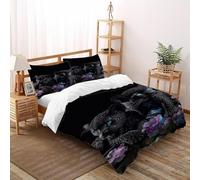 DICVXST 3D Printed Blue-Eyed Leopards Quilt Cover Single Girls Boys 3 Piece Easy Care And Pillowcases With Zipper Closure Double（200x200cm）