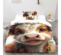 DICVXST 3D Printed Boho Cow Bedding Set with for Kids 2 Piece Easy Care with Pillowcases With Zipper Closure Single（135x200cm）